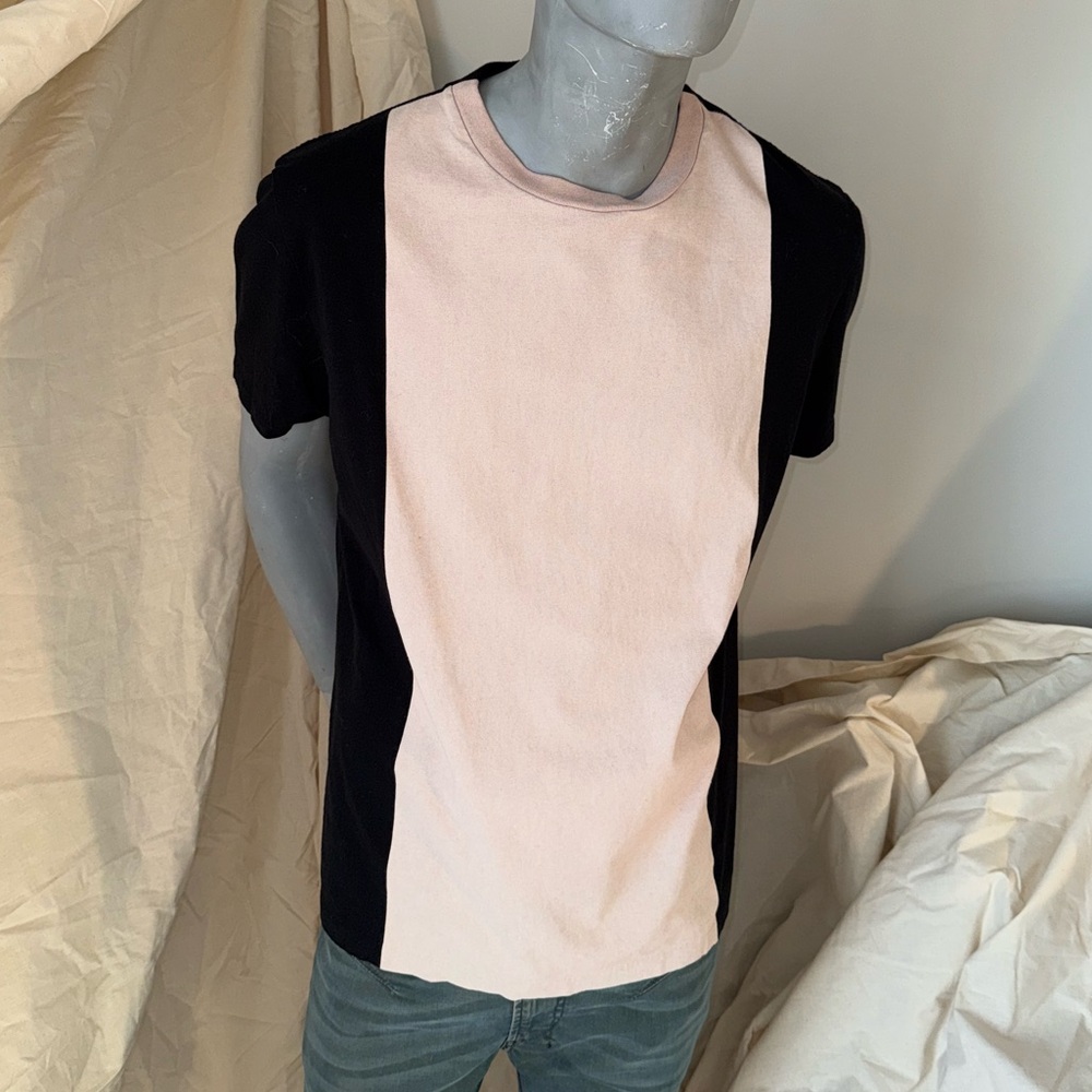 Men's Black and Cream Colorblock T-Shirt